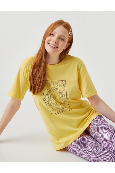 Koton Tricou galben de damă 2YAL18663IK
