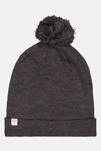 Sun Stone Men Textured Pom Beanie Hat, Grey