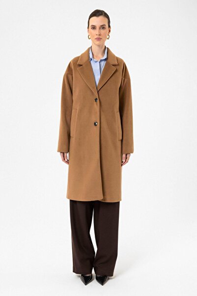 Antioch Camel Women's Wool Blended Textured Coat