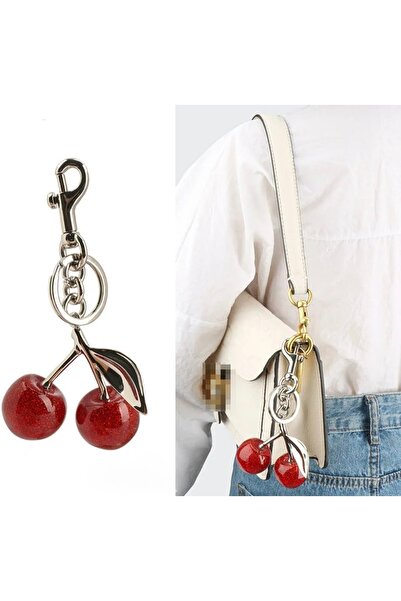 monalisatoka Kadın Parıldayan Kiraz Çanta Chram Anahtarlık Gumus