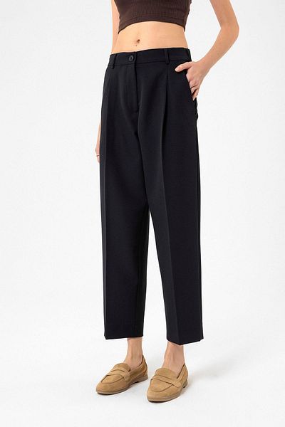 Antioch Navy Blue Women's High Waist Straight Fit Short Pants