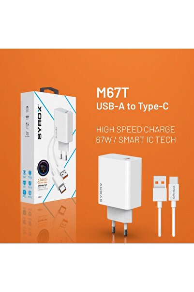 GENCER SHOPPİNG Syrox M67t 67w Hıgh Speed Charge / Smart Ic Tech Şarj Seti