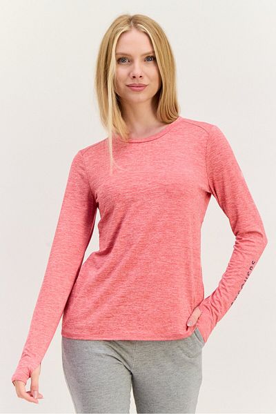 SKECHERS Women Sportswear Fit Long Sleeve Training T-shirt, Heather Pink
