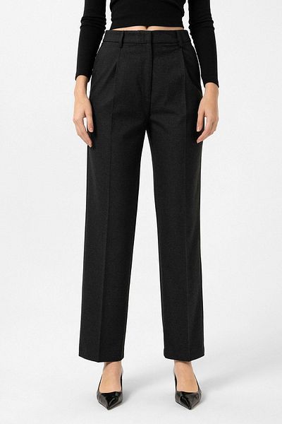 Antioch Black Women's High Waist Pleated Pants