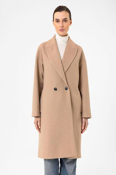 Antioch Beige Women's Double Breasted Oversize Coat
