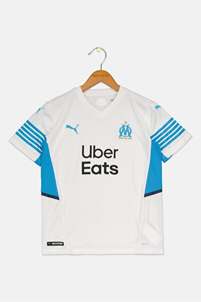 Puma ملابس رياضية للأطفال الأولاد تناسب قميص أولمبيك مرسيليا، أبيض