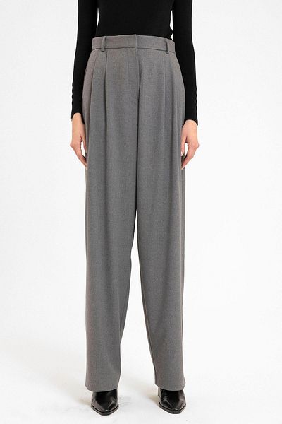 Antioch Gray Women's High Waist Collet Detailed Straight Fit Trousers