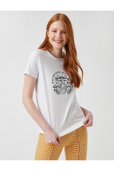 Koton Γυναικείο T-Shirt εκρού 2SAL10249IK