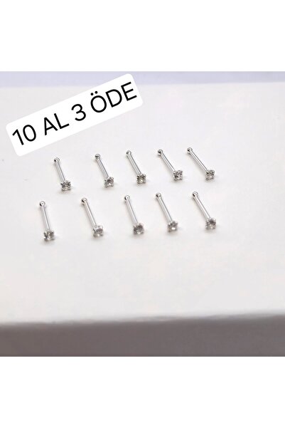 Set 925 Ayar Gümüş ( EKONOMİK 10 ADET )Yuvarlak Zirkon Taşlı 1,5 mm Hızma (10...