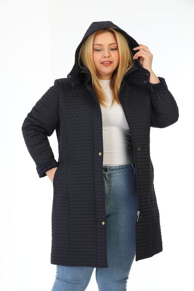 TUTveAL Collection Καπιτονέ παλτό, Παλτό, Καπιτονέ με μαλακή γούνα εσωτερικά, Καπιτονέ μεγάλου μεγέθους, Αδιάβροχο παλτό, ΣΚΟΥΡΟ ΜΠΛΕ