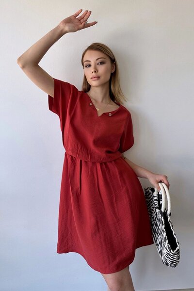 Juuuj Women's Coral Short Sleeve, Sweetheart Neckline, Textured Pattern, Wais...