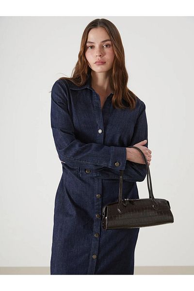 LC Waikiki LCW Vision Indigo πουκάμισο γιακά Γυναικείο Jean φόρεμα