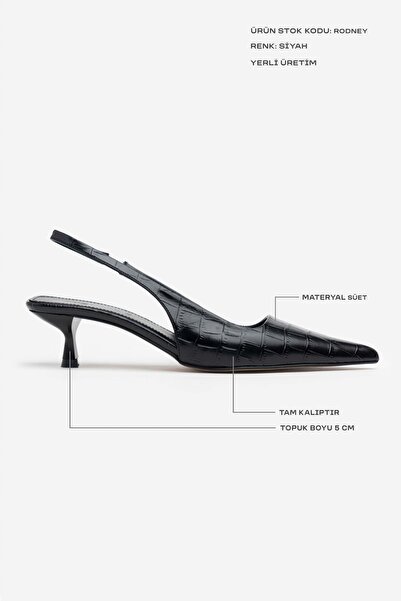 NİŞANTAŞI SHOES Rodney černé vzorované gumové detailní dámské boty na podpatku