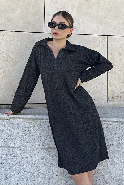 Juuuj Guler polo antracit pentru femei, modelat automat, croiala de baza, roc...