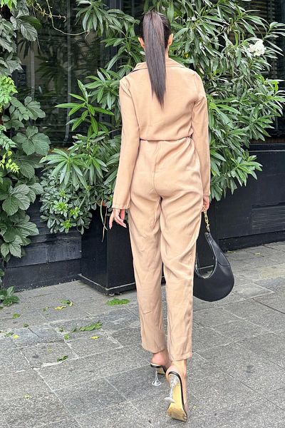 NEW LAVİVA Airobin Safari Jumpsuit - Women, Shirt Collar, Pocket and Belt, Long Sleeve