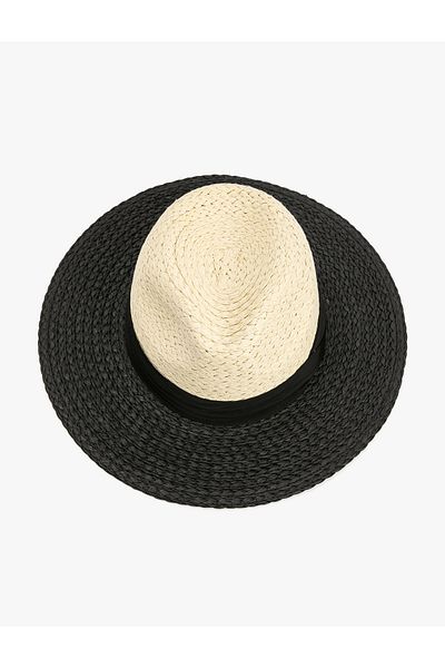 Koton Straw Fedora Hat - Tape Detailed