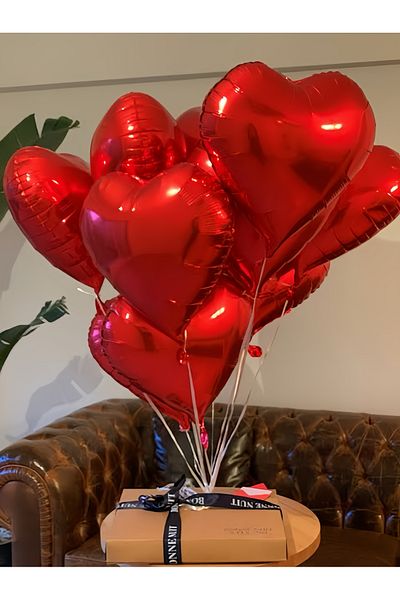 partyshopp Red Foil Flying Heart Balloon 5 Pieces - 45 cm Valentine's Day Romantic Offer
