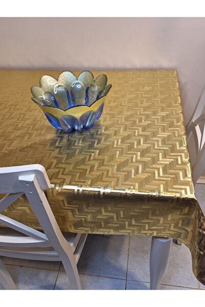 Başak Ev Tekstili Gold Glossy Wipeable Table Cloth - Fabriced Pvc Cloth