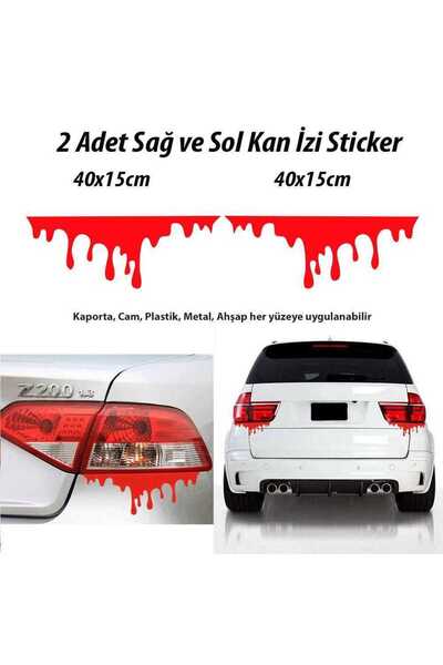 Genel Markalar Büyük Boy Kırmızı Kan İzi Stop Lambası Kaporta Sticker - Araba...