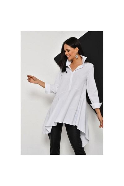 Pasaklı Giyim Women's Asymmetrical Long Terikoton Orange Tunic Shirt Dress Suitable for Hijab4912230