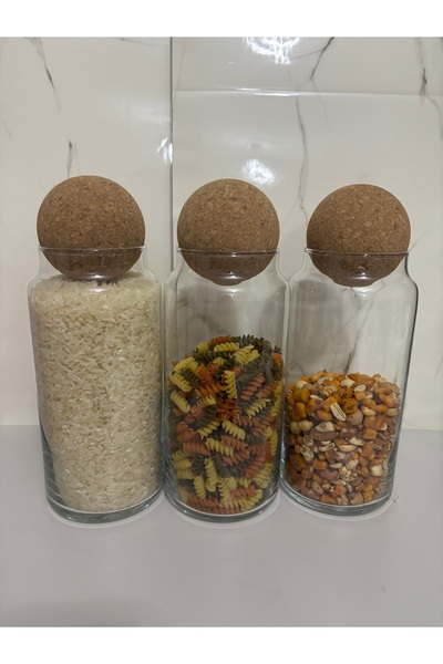 SEVEN7 3lü Büyük Boy Top Kapak Kavanozlar 1200ml