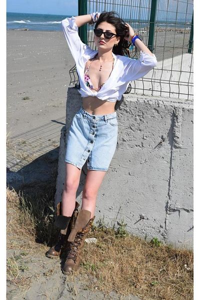 Pasaklı Giyim Fusta mini de damă, cu buzunar cu nasturi, blugi din denim