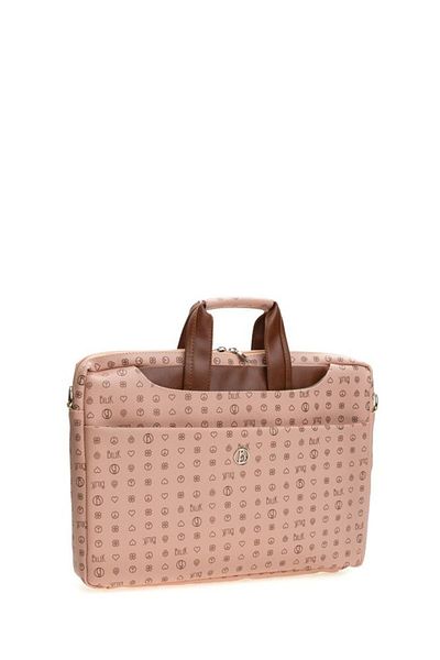Bilik Deri Pink/Tan Unisex Monogram Laptop και Χαρτοφύλακας - Brıefcase-mn