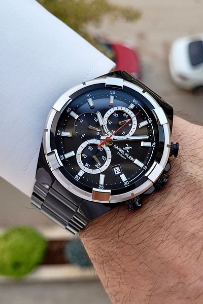 Daniel Klein White Black Color Multifunctional Adjustable Band Men's Wrist Watch