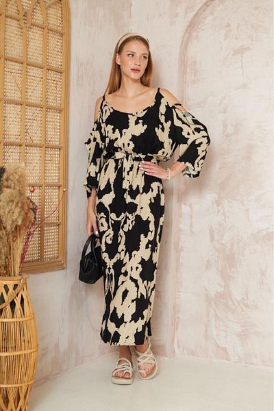 Pasaklı Giyim Rochie de damă, cu centură elastică în talie, cu umeri decoltați, lungă, din viscoză 3628300