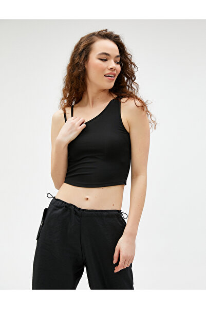 Koton Crop Ribbed Undershirt Asymmetrical Collar