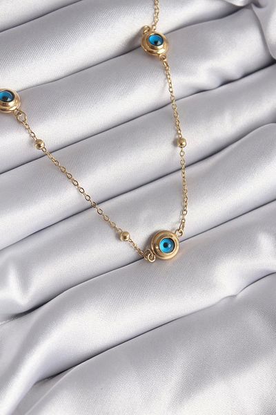Clariss 316L Steel Gold Color Evil Eye Bead Model Women's Necklace
