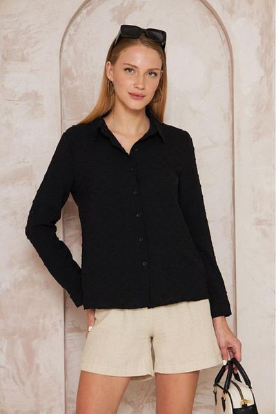 Pasaklı Giyim Cămașă cu mânecă lungă, cu pompon, slim fit, pudră 3621240