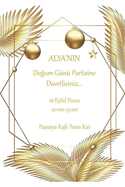 izmirdenet Kişiye Özel Doğum Günü Davetiyesi 10 Adet ( Baskı Dahil )