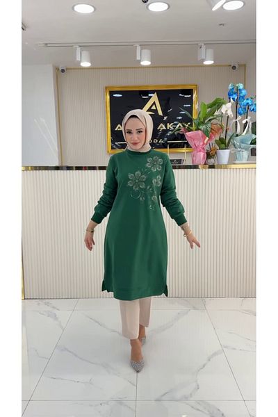 Zeynep Butik Daisy Patterned Ayşe Akay Tunic - Two Thread, 100 Cm, 1653