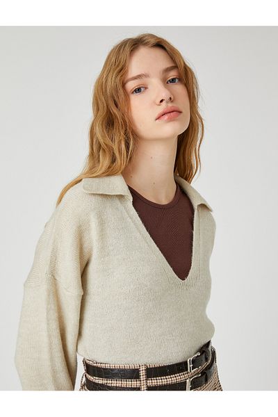 Koton Long Sleeve Polo Neck Knitwear Sweater