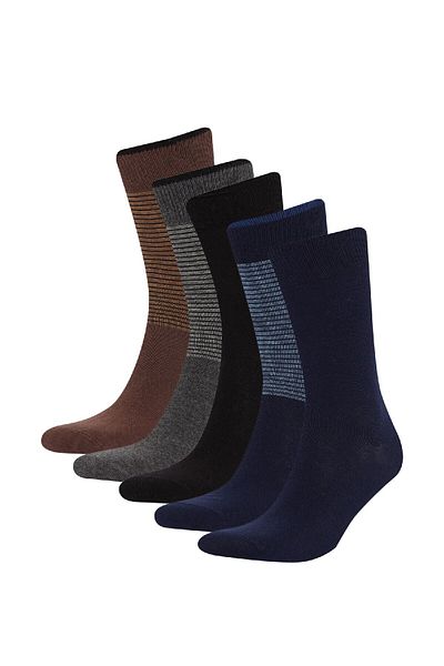 DeFacto Men's 5-Piece Cotton Long Socks F0934Axns