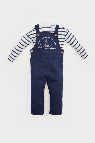 DeFacto Set aus gestreiftem Langarm-T-Shirt und Salopet für Babys – E2015A525SP