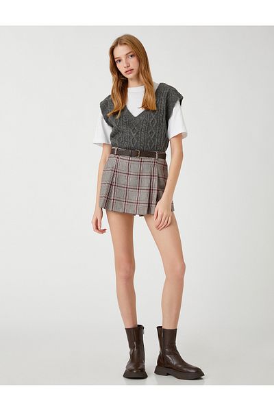 Koton Knitted Sweater V-Neck Braided Patterned