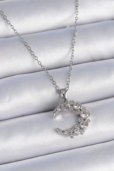 Clariss 316L الصلب سلسلة فضية اللون الزركون حجر الهلال نموذج قلادة المرأة