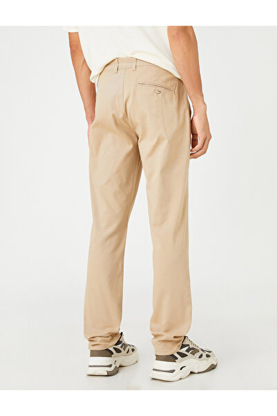 Koton Alapvető Gabardine nadrág karcsú, gombos zseb, részletes
