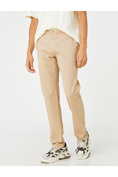 Koton Alapvető Gabardine nadrág karcsú, gombos zseb, részletes