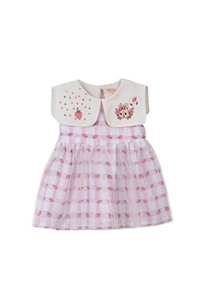 Momercy Çilekli Özel Gün, Günlük Kız Bebek Elbisesi