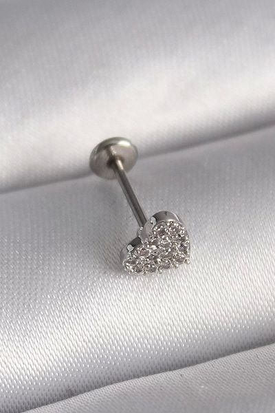 Clariss 316L Steel Silver Color Zircon Stone Heart Model Tragus Piercing