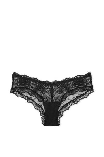 Victoria's Secret Deep Leg Cut Cheeky Panties with Rose Lace