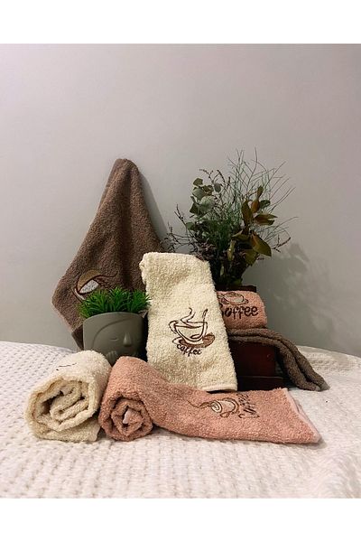 Home Кухненска кърпа с 6 части, кафяв шарки