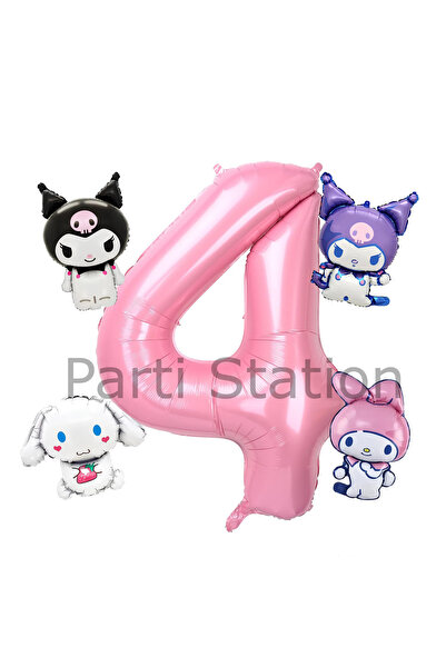 Parti Station Kuromi 4 Yaş Mini Pembe Balon Set Kuromi MyMelody Cinnamonroll ...
