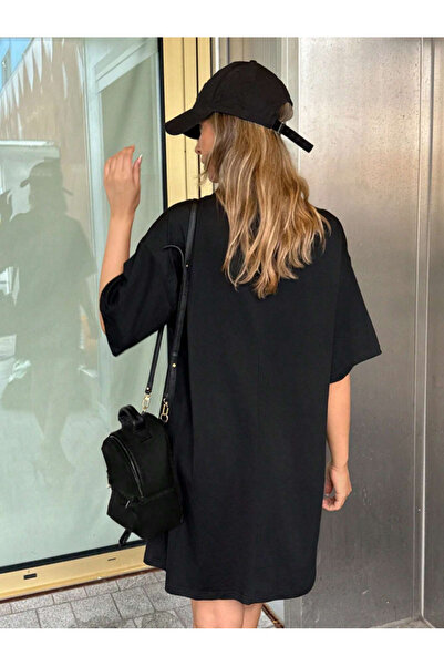 Revasser Γυναικείο μονόχρωμο μακρύ βασικό φόρεμα Oversize T-shirt