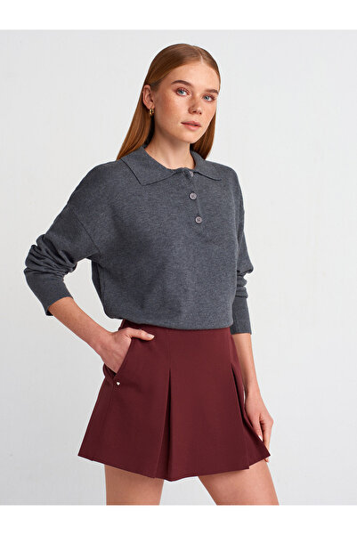 Dilvin 81057 Kalın Pilili Şort Etek-Bordo