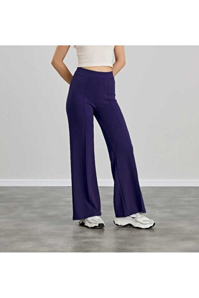 NEVEGE BUTİK ЖІНОЧІ В'ЯЗАНІ ТКАНИНИ З ЛІКРОВИМ СУРЕЖУЮЧИМ ПАЛЛАЦЦО-ШТАНИ-СИНІ