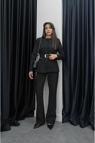 Havoş Black Belt Detailed Jacket Pants Set